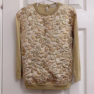 Dolce & Gabbana Gold Brocade Starry Night Collection Long Sleeve Sweater